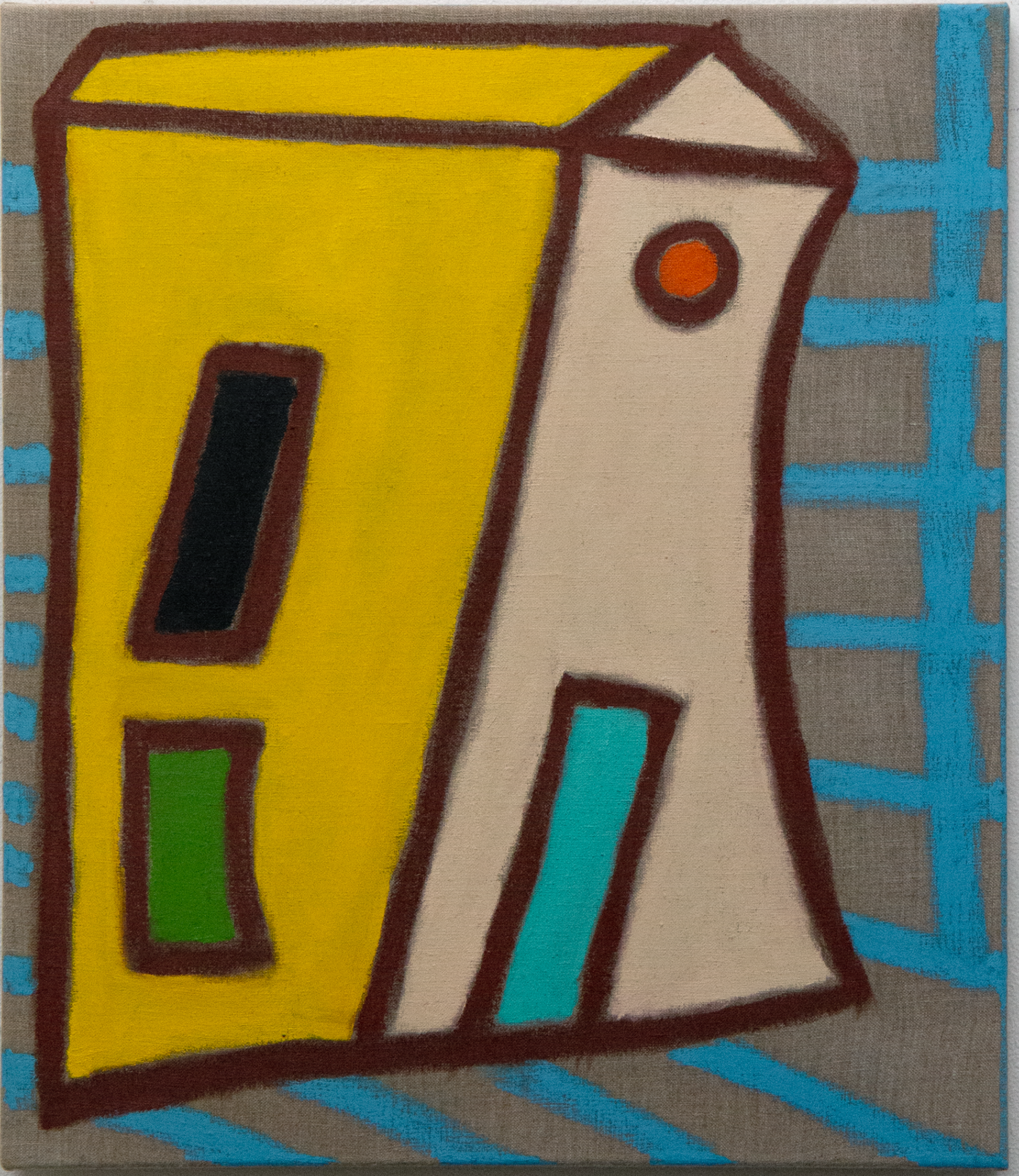 Een anorganische vorm <br><small> oilpaint and oil pastel on stretched linnen, 47 x 54 cm, €600</small>