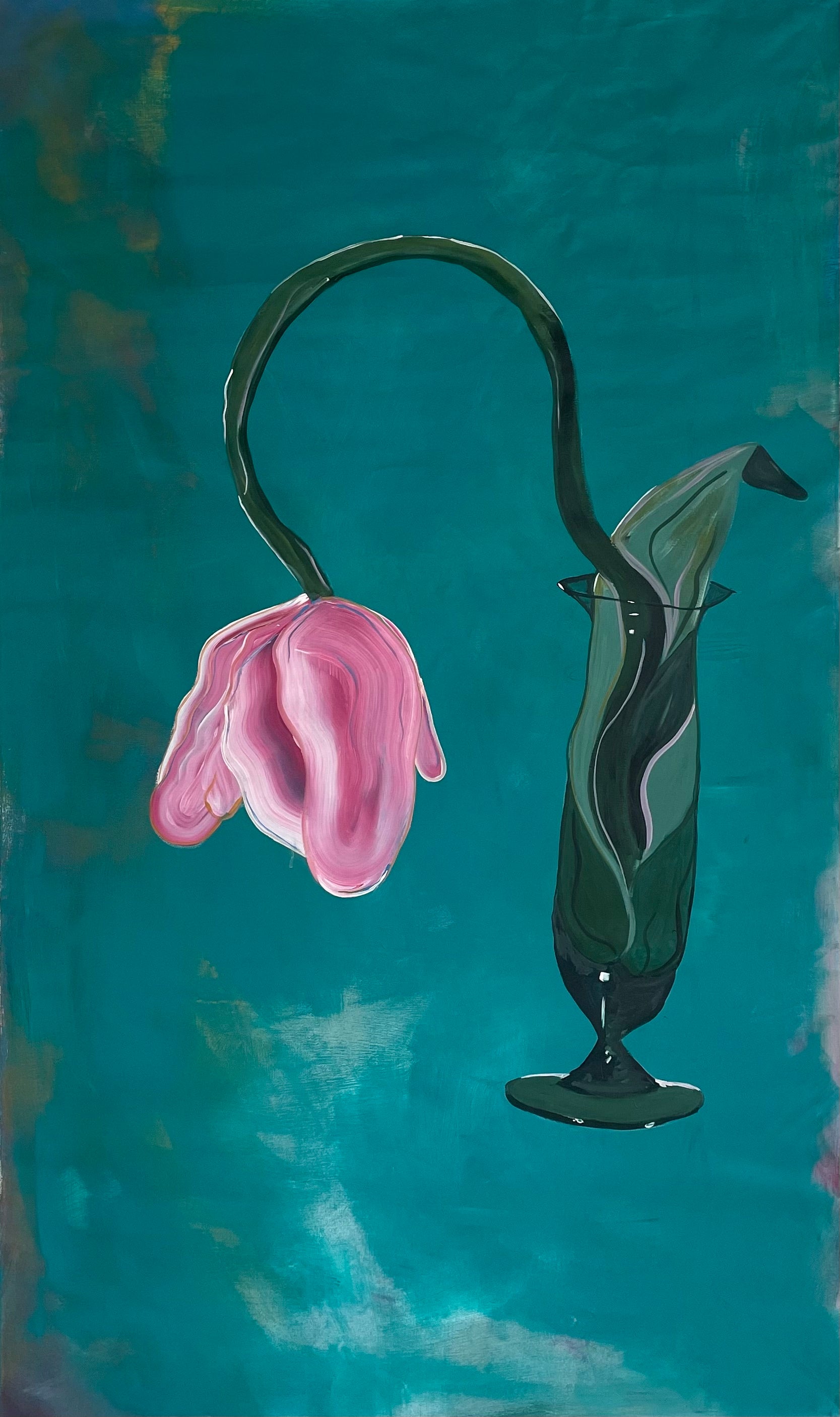 Bathroom Tulip <br><small> Acryl on canvas, 200 x 120 cm, €1200</small>